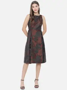 Orchid Hues Brown Floral Jacquard Dress