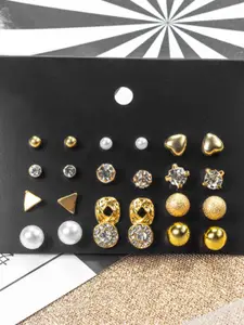 Vembley Silver-Toned 12 Circular Studs Earrings