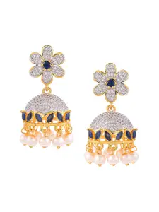 Tistabene Blue Contemporary Gold-Plated Jhumkas Earrings