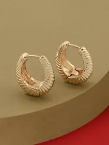 Accessorize London Women Blue Harvest Ribbed Chunky Oval Huggies Earring