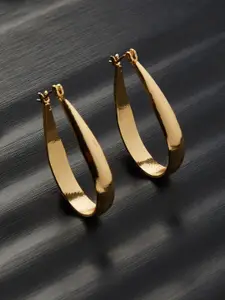 Accessorize London Women Gold -Toned Berry Blush Oval Long Hoop Earrings