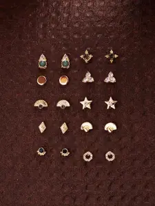 Accessorize London Women Set Of 10 Gold-Toned Reconnected Sparkle Stud Earrings