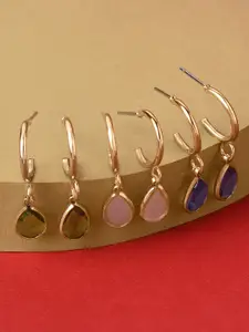 Accessorize London Women Set of 3 Blue Harvest Crystal Huggie Hoop Earring