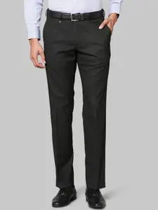 Park Avenue Men Charcoal Solid Regular Fit Formal Trousers