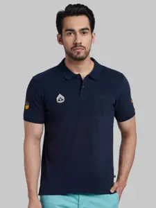 Parx Men Navy Blue Regular Fit Polo T-shirt