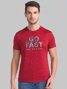 Parx Men Red Typography Printed Applique T-shirt