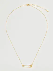 MANGO Women Gold-Toned Necklace with Safety Pin Detail