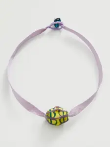 MANGO Women Purple & Yellow Necklace with Charm