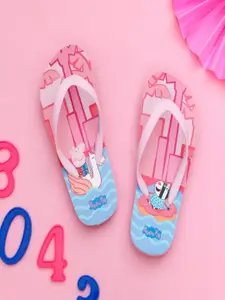 Yellow Bee Girls Pink & Blue Printed Rubber Slip-On