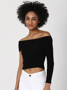 FOREVER 21 Women Black Crop Pullover