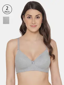 Tweens Grey Set of 2 Cotton Non-Wired Lightly Padded Full Coverage T-Shirt Bra