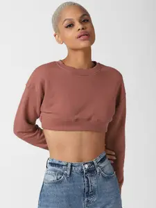 FOREVER 21 Women Maroon Fitted Sweatshirt