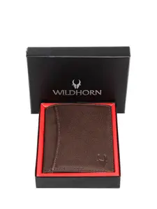 WildHorn Men Brown Solid Leather Two Fold Wallet