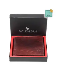 WildHorn Men Brown Textured Leather Two Fold Wallet