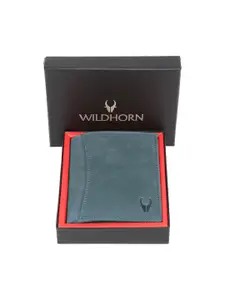 WildHorn Men Blue Leather Two Fold Wallet