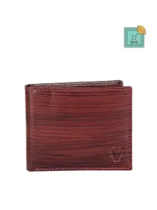 WildHorn Men Brown Textured Leather RFID Two Fold Wallet