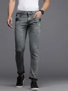 WROGN Men Grey Slim Fit Mid-Rise Light Fade Jeans