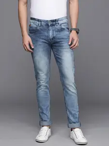 WROGN Men Blue Skinny Fit Heavy Fade Acid Wash Stretchable Jeans