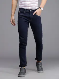 WROGN Men Navy Blue Slim Fit Mid-Rise Clean Look Stretchable Jeans