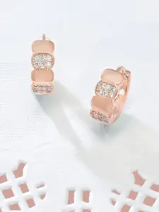 AMI Rose Gold Contemporary Hoop Earrings