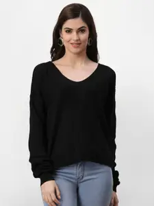 Miramor Women Acrylic Black Styled Black Pullover