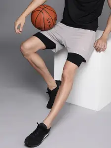 WROGN ACTIVE Men Grey Self-Design Sports Shorts