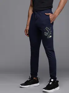 WROGN ACTIVE Men Navy Blue  Printed Slim Fit Mid Rise joggers