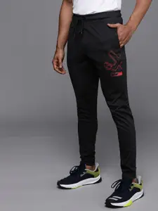 WROGN ACTIVE Men Black Printed Slim Fit Mid Rise joggers