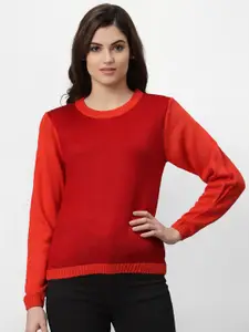Miramor Women Red Solid Full Sleeve Pullover