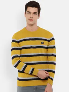 Van Heusen Sport Men Yellow & Grey Colourblocked Pullover Sweater