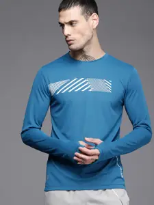 WROGN ACTIVE Men Teal Blue Printed Slim Fit T-shirt