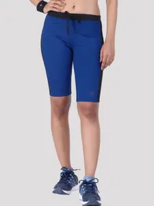 LAASA  SPORTS LAASA SPORTS Women Navy Blue Colourblocked Slim Fit Training or Gym Sports Shorts