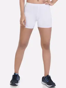 LAASA  SPORTS LAASA SPORTS Women White Skinny Fit Training or Gym Activewear Sports Shorts