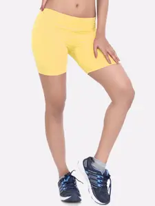 LAASA  SPORTS LAASA SPORTS Women Yellow Skinny Fit Training or Gym Activewear Sports Shorts