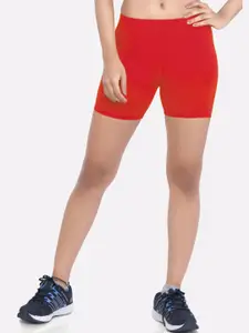 LAASA  SPORTS LAASA SPORTS Women Red Skinny Fit Training or Gym Activewear Sports Shorts