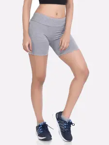 LAASA  SPORTS LAASA SPORTS Women Grey Skinny Fit Training or Gym Sports Shorts