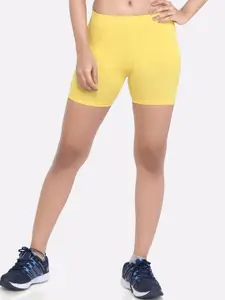 LAASA  SPORTS LAASA SPORTS Women Yellow Skinny Fit Training or Gym Sports Shorts