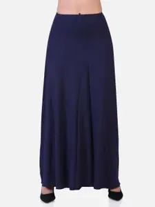 LAASA  SPORTS Woman Navy Blue Flared Long Maxi skirt