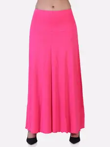 LAASA  SPORTS LAASA SPORTS Women Pink Solid Flared Long Maxi Skirt