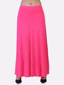 LAASA  SPORTS LAASA SPORTS Women Pink Solid Flared Long Maxi Skirt