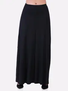 LAASA  SPORTS Woman Black Flared Long Maxi skirt