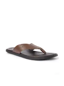Buckaroo Men Brown Genuine Leather Textured Comfort Sandals