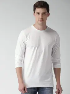 HIGHLANDER Men White Slim Fit Solid Round Neck T-Shirt