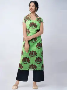 Unnati Silks Women Green & Brown Printed Kurta