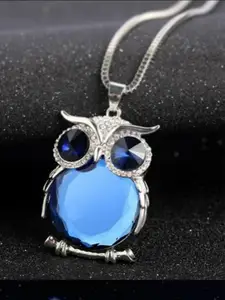 EL REGALO Blue & Silver-Toned Hand Painted Necklace