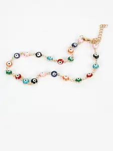 EL REGALO Women Red & Blue Gold-Plated Evileye Necklace