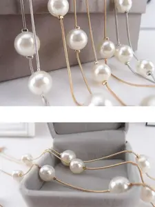 EL REGALO Gold-Toned & White Pearl Layered Necklace