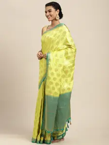 MIMOSA Women Yellow & Green Ethnic Motifs Saree