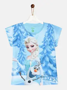 YK Disney Girls Blue Frozen Print Top