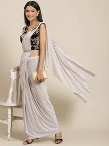 Grancy Grey  Embroidered Ready to Wear Saree